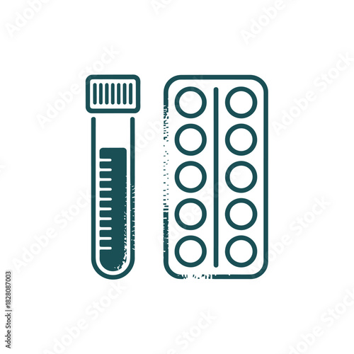 A test tube and a palette of watercolors are displayed against a white background.