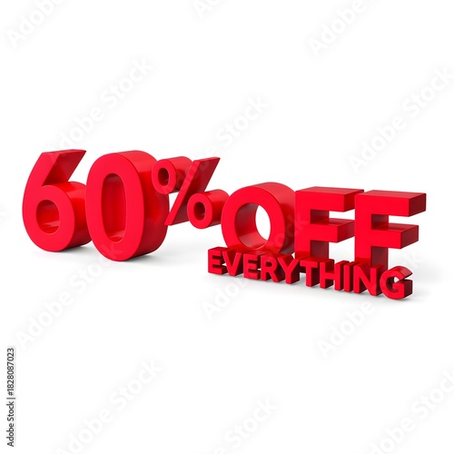 60 OFF EVERYTHING 3D Red Text Sale Promotion Banner