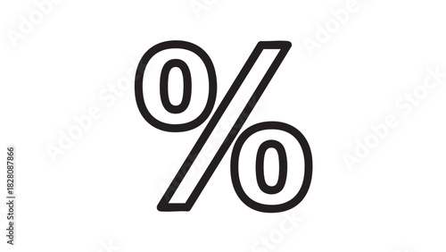 Outline percentage symbol icon representing discounts, financial rates, growth metrics, and statistical data for business analytics and sales promotions