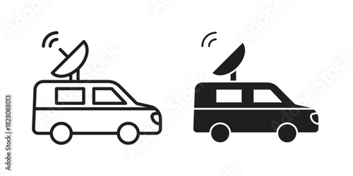 Broadcast van icon line illustration background. icon concept vector