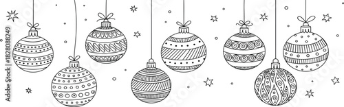 Doodle Christmas Whimsical Ornament Line Art for Festive Coloring and Creative Designs