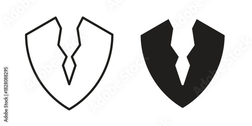 Broken shield icon line illustration background. icon concept vector