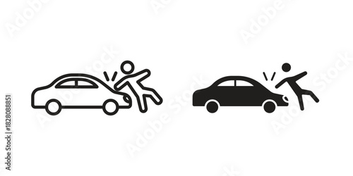 Car accident icon line illustration background. icon concept vector