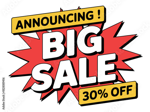 Announcing a big sale event with 30% off advertised prominently.