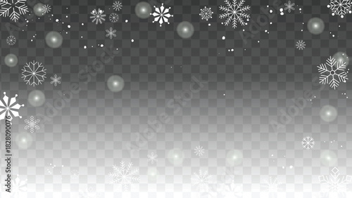 falling icy snowflakes different shape vector stock illustration