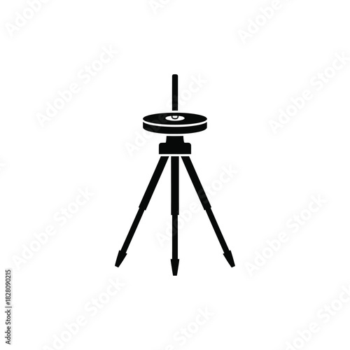 Black survey tripod icon on white background equipment