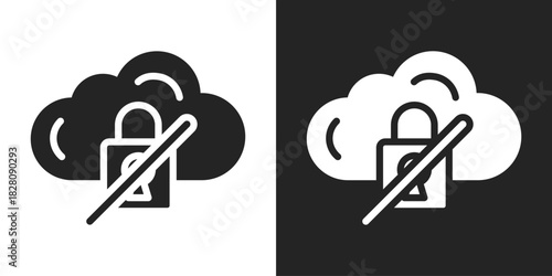 Private Cloud Icon In Black And White Glyph Style
