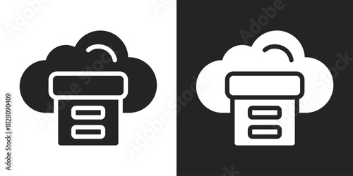 Containerization Icon In Black And White Glyph Style