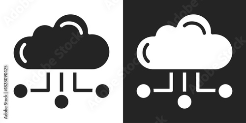 Cloud Platform Icon In Black And White Glyph Style