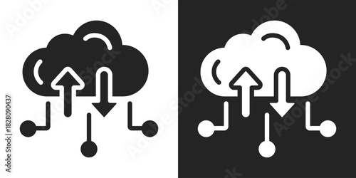 Cloud Traffic Icon In Black And White Glyph Style