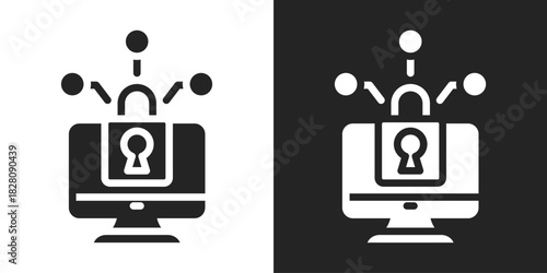 Data Encryption Icon In Black And White Glyph Style