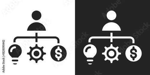 Resource Allocation Icon In Black And White Glyph Style