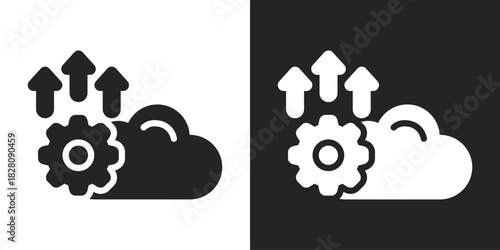 Deployment Icon In Black And White Glyph Style
