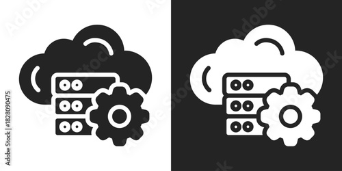 Server Management Icon In Black And White Glyph Style