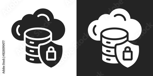 Data Security Icon In Black And White Glyph Style