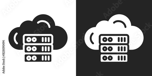 Cloud Server Icon In Black And White Glyph Style