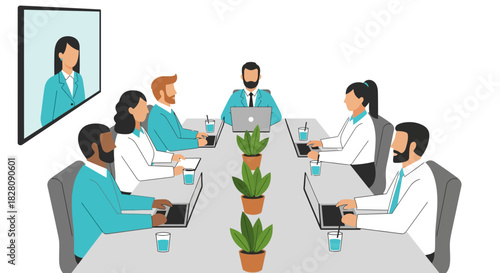 Business meeting with diverse team in modern conference room