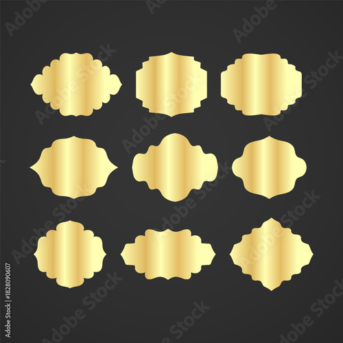 Vintage frames set isolated on dark background. Decorative frame, Set of ornamental label, vintage golden frames