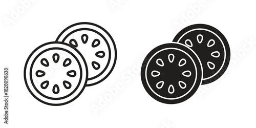 Cucumber slice icon line illustration background. icon concept vector