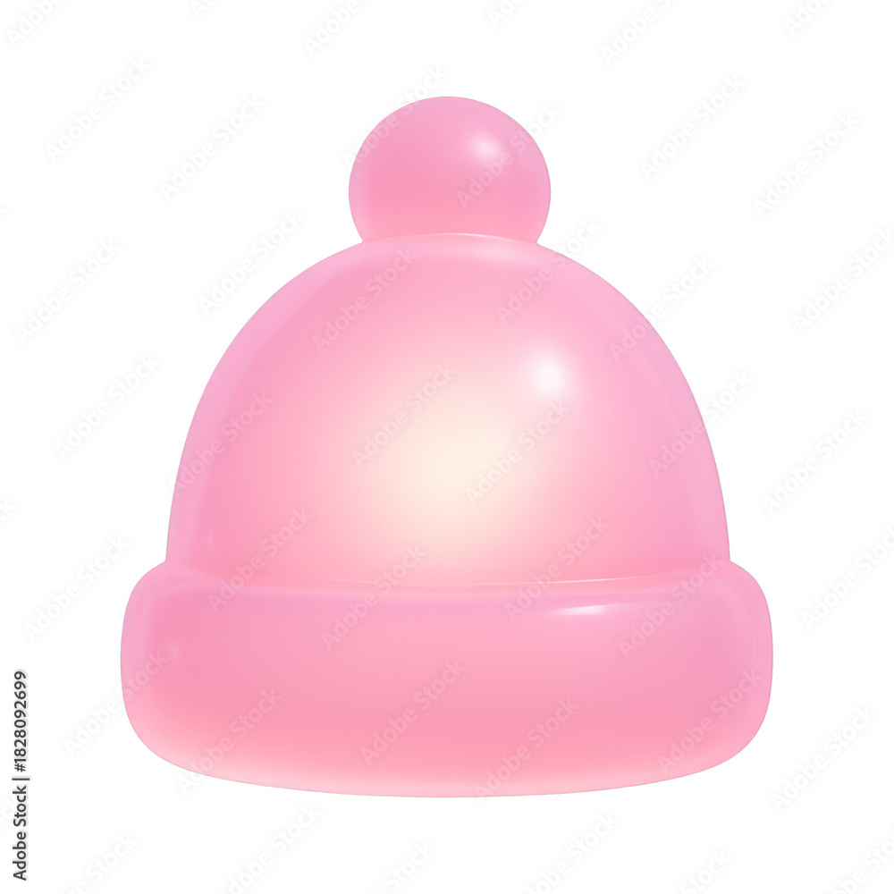 Fototapeta premium PNG Glossy pink winter hat illustration.