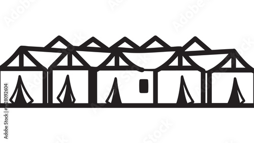 Camping tents illustration Explore the outdoors with this line art design, ideal for travel and adventure