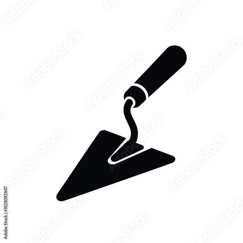 Black trowel tool icon isolated on white background