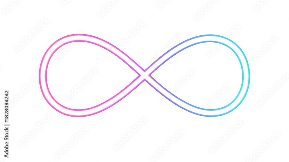 Fototapeta premium Modern infinity symbol with a vibrant gradient color scheme isolated on transparent background