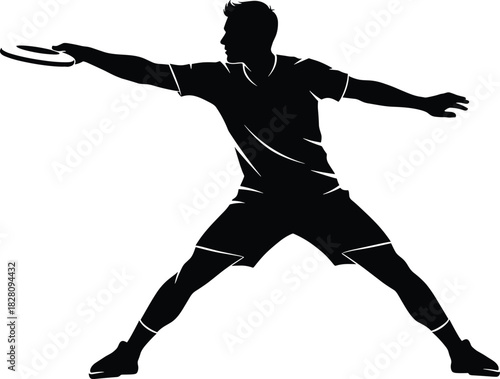 Black silhouette of a man throwing a frisbee disc man, silhouette, frisbee, throwing, disc, sport, game, action, athletic, active, outdoors, recreation, leisure, hobby, summer, park, field, competitio