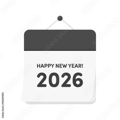 HAPPY NEW YEAR! の賀詞が入った2026年のカレンダーのアイコン - 年賀状･年賀素材