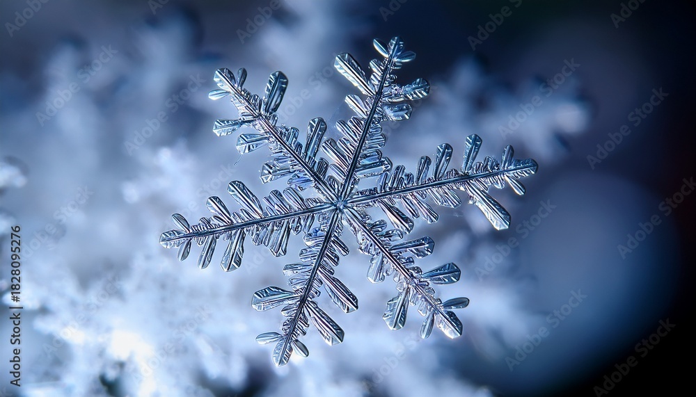 Obraz premium Intricate Snowflake Macro Photograph