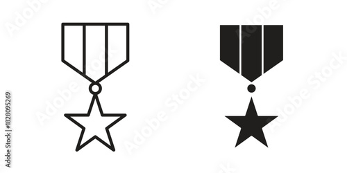 Military medal icon line illustration background. icon concept vector