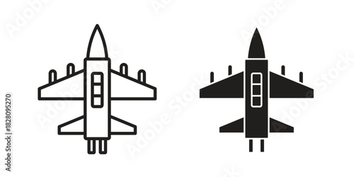 Military aircraft icon line illustration background. icon concept vector