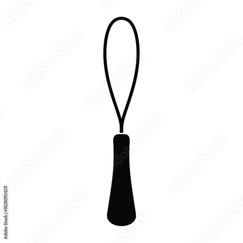 Black zipper pull tab loop on white background vector