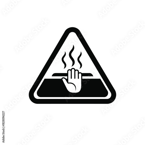 Hot surface warning symbol with hand and steam vector