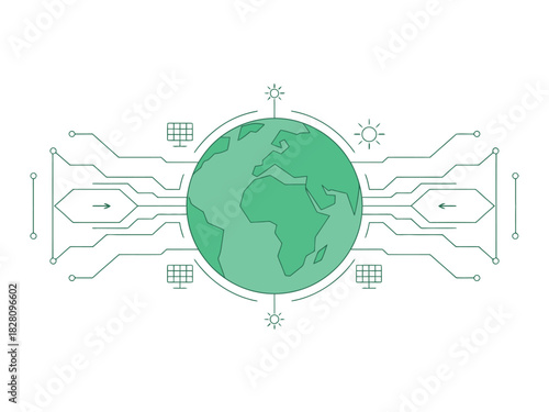 Global technology network connects to renewable energy sources around the planet.