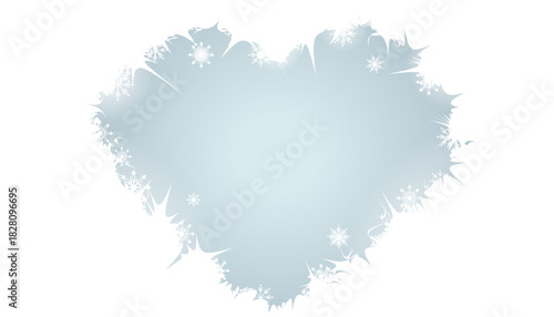 Frosted ice heart pattern with a winter holiday feel. Decorative Christmas-style frame featuring intricate frozen textures and sparkling details. Hand-drawn cool, crisp background illustration.