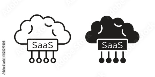 SaaS icon line illustration background. icon concept vector