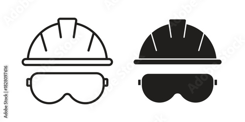 Safety helmet icon line illustration background. icon concept vector