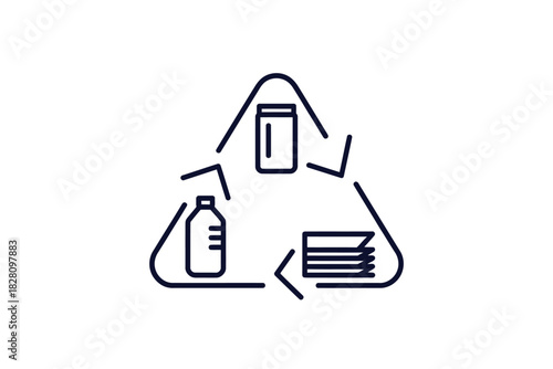 Recycling symbol illustrates the process of waste management and environmental sustainability.