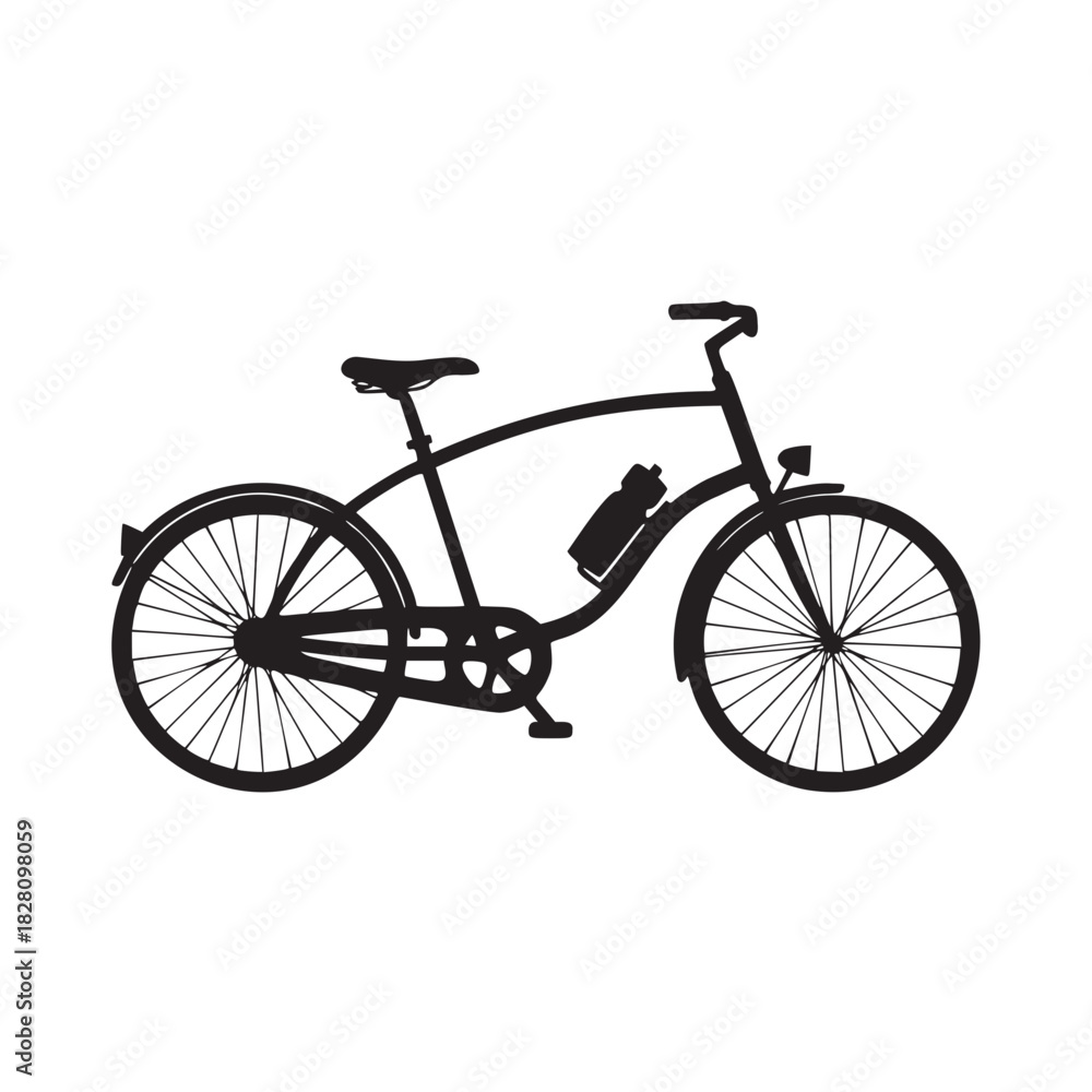 Fototapeta premium Classic bicycle silhouette with water bottle evokes summer adventures and healthy living, perfect for active lifestyle campaigns or eco-friendly promotions