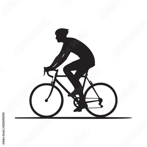 Dynamic silhouette of cyclist riding, perfect for active lifestyle brands, fitness apps, or sports marketing campaigns, conveying speed, health, and determination