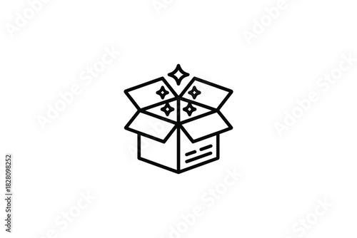 An open box with sparkling stars radiating from within symbolizes a surprise.