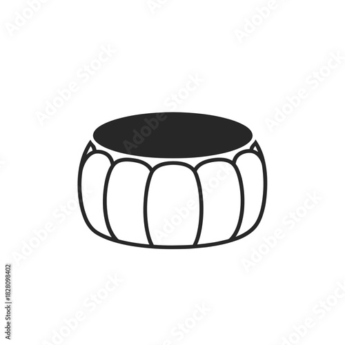 Unique round pouf with scalloped design in minimalist silhouette for stylish interiors