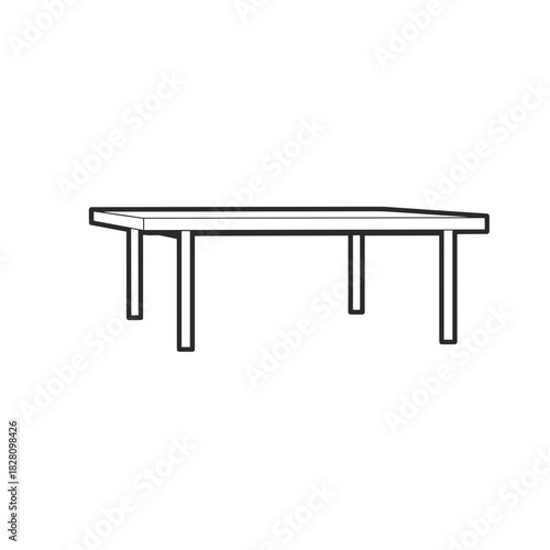 Simple rectangular dining table in minimalist outline style for modern interiors
