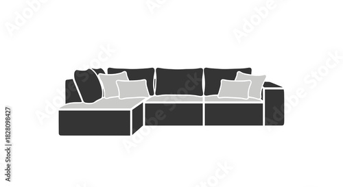 Stylish sectional sofa with plush cushions in modern minimalist design