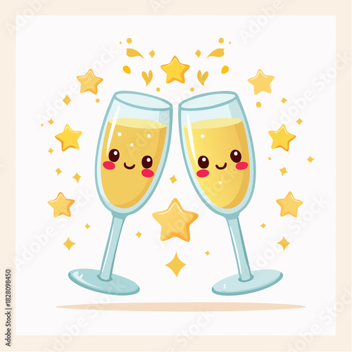 Brindisi, champagne, bicchieri garte, giallo, bambina, anniversario, decorazione, festeggiare, design, bebè, divertimento, sole, festa di matrimonio, fumetti, alcol, festa, cartolina, celebrazione, fe