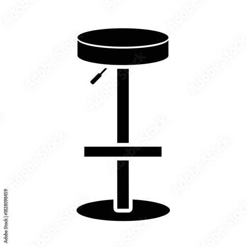 Adjustable stool illustration in black silhouette in a minimalist style 