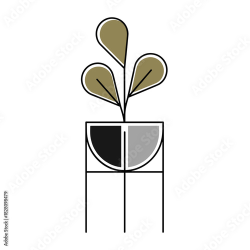 Decorative plant pot illustration in a minimalist style 