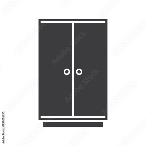 Solid wardrobe illustration in dark color and minimalist style 