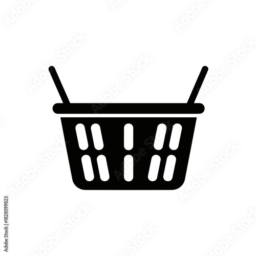 Stylized outline illustration of a laundry basket for home and utility themes